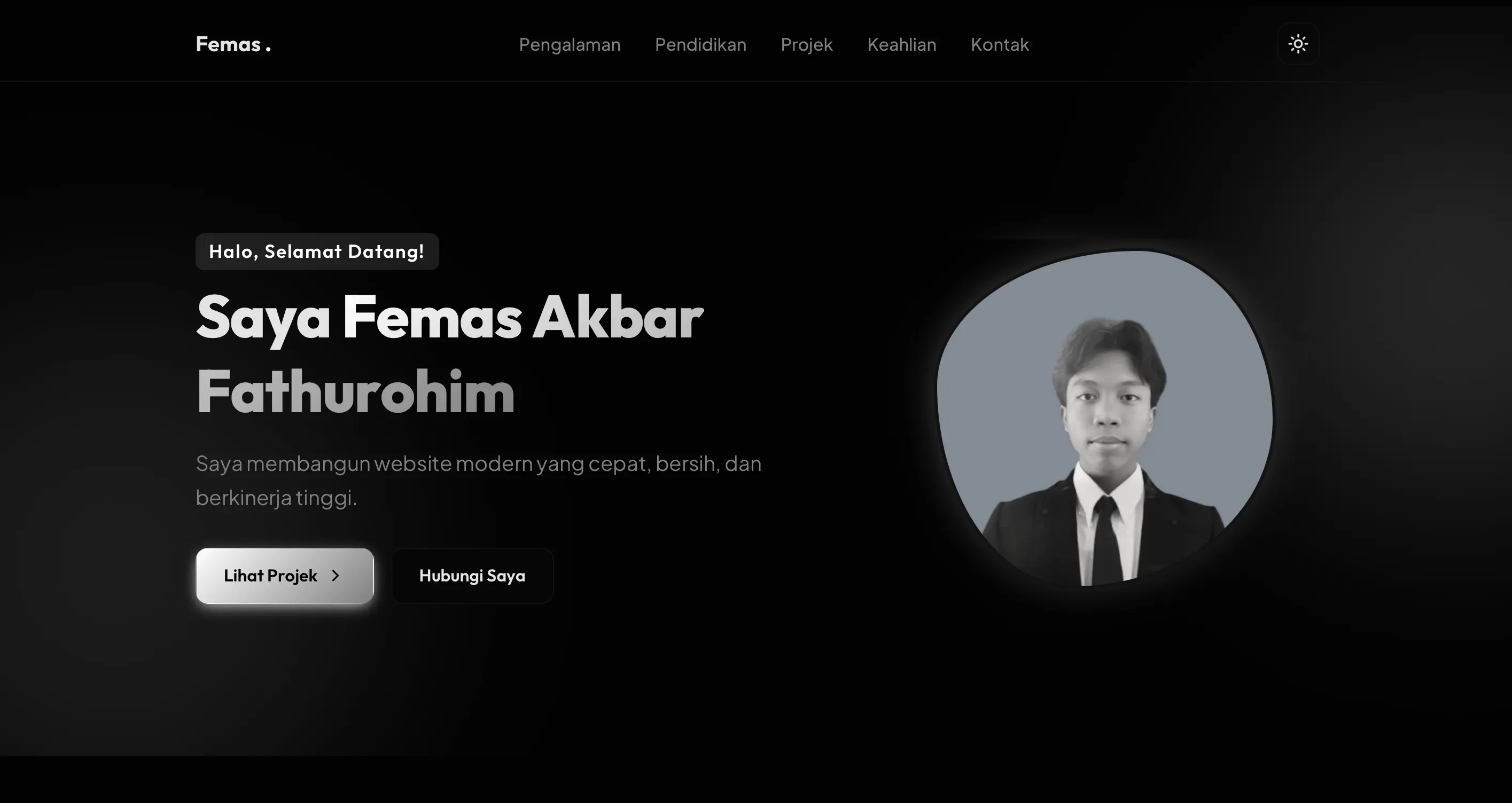 Tampilan Projek Astro Personal Portfolio